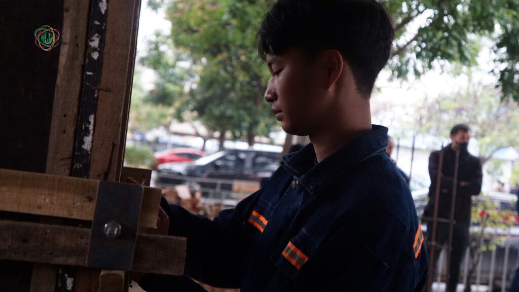 Skilled formwork carpenters practicing ahead of the recruitment test for a European construction project