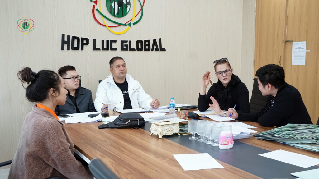 Hotel and restaurant job candidates being assessed at Hop Luc Global JSC headquarters