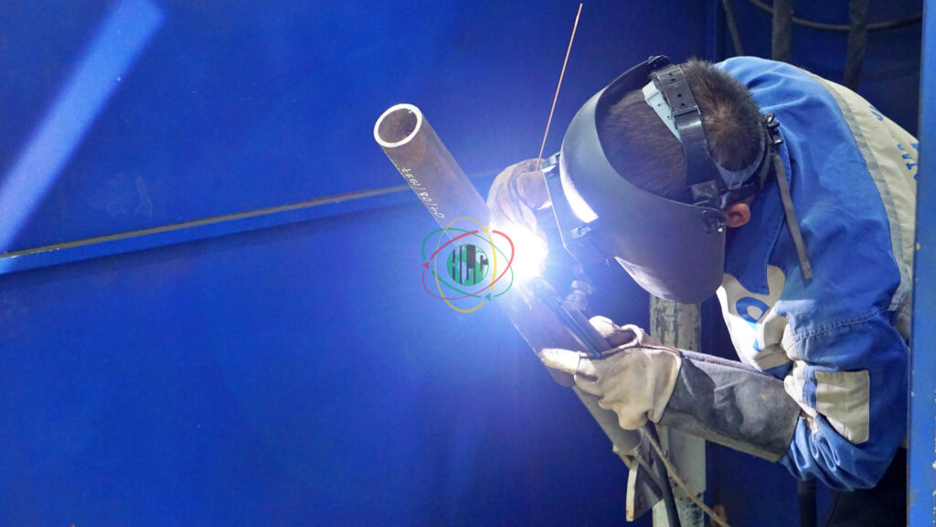 Vietnamese welders practicing MIG/TIG welding at Hop Luc High-Tech Center for EU certification