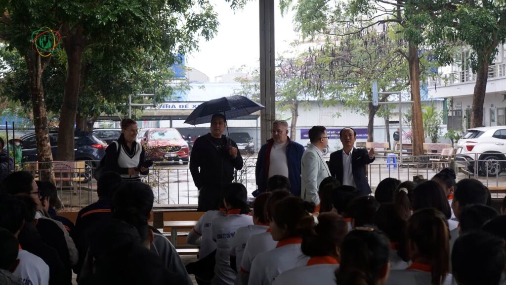 Vietnamese skilled workers collaborating with European engineers in renewable infrastructure