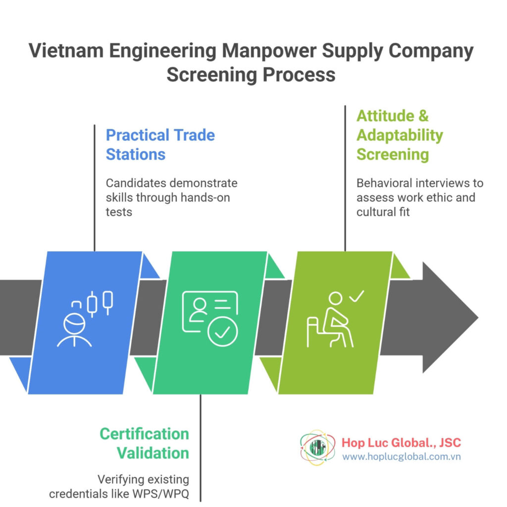 Skills verification by a Vietnam engineering manpower supply company through trade testing