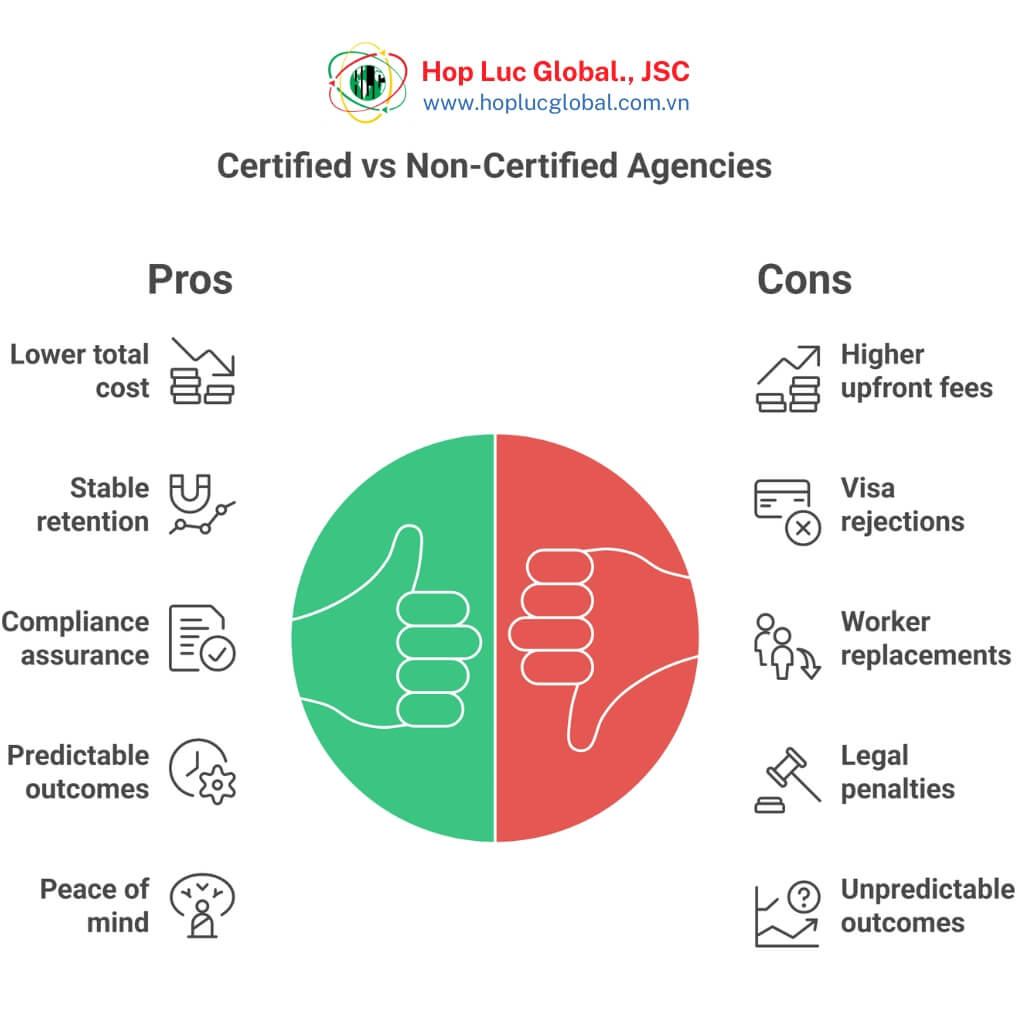 certified manpower company Vietnam vs non certified agency