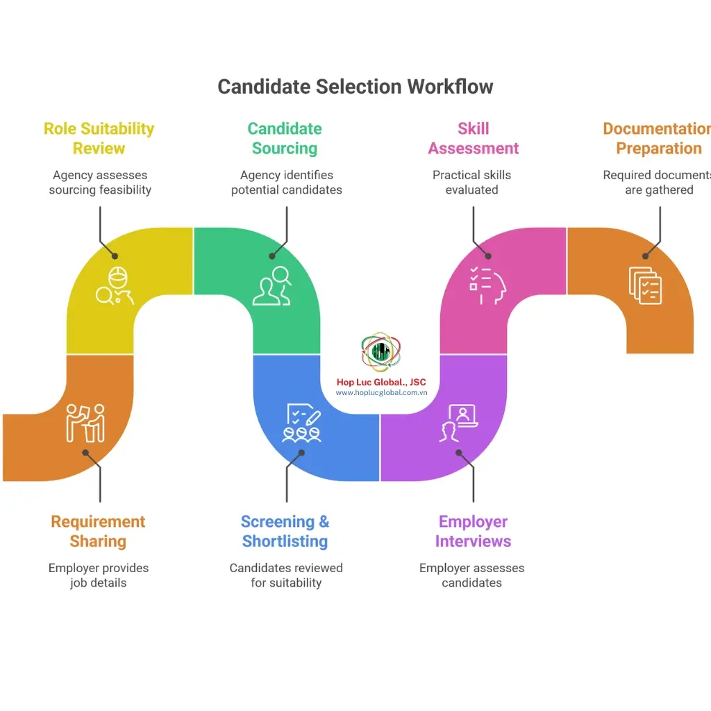 Vietnam to EU recruitment workflow managed by staffing agency