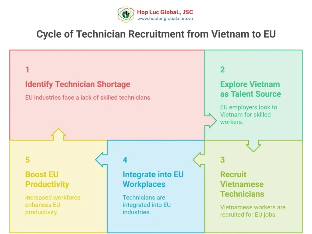 Graph showing EU technician shortage and Vietnam as a source of skilled labor