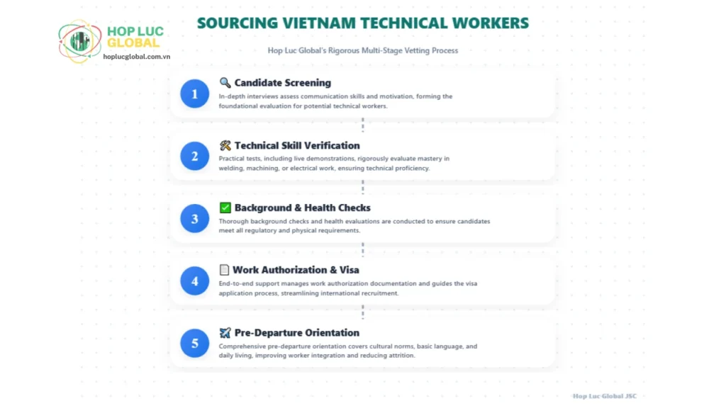 Hop Luc Global's rigorous process for sourcing industrial workers Vietnam.