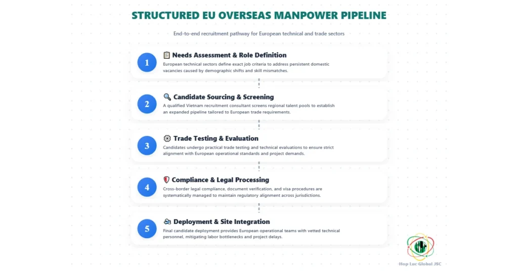 Structured recruitment pathway managed by a qualified vietnam recruitment consultant for EU employers