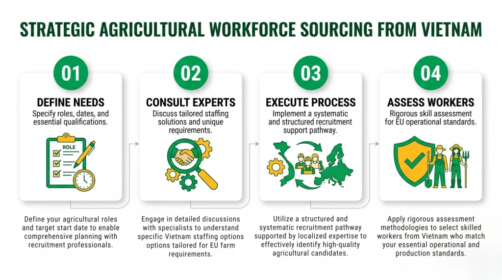 Overview of vietnam agricultural workers to Europe recruitment process for EU employers