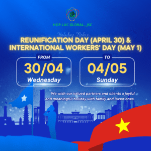 Holiday announcement for April 30th and May 1st from Hop Luc Global JSC to customers and partners
