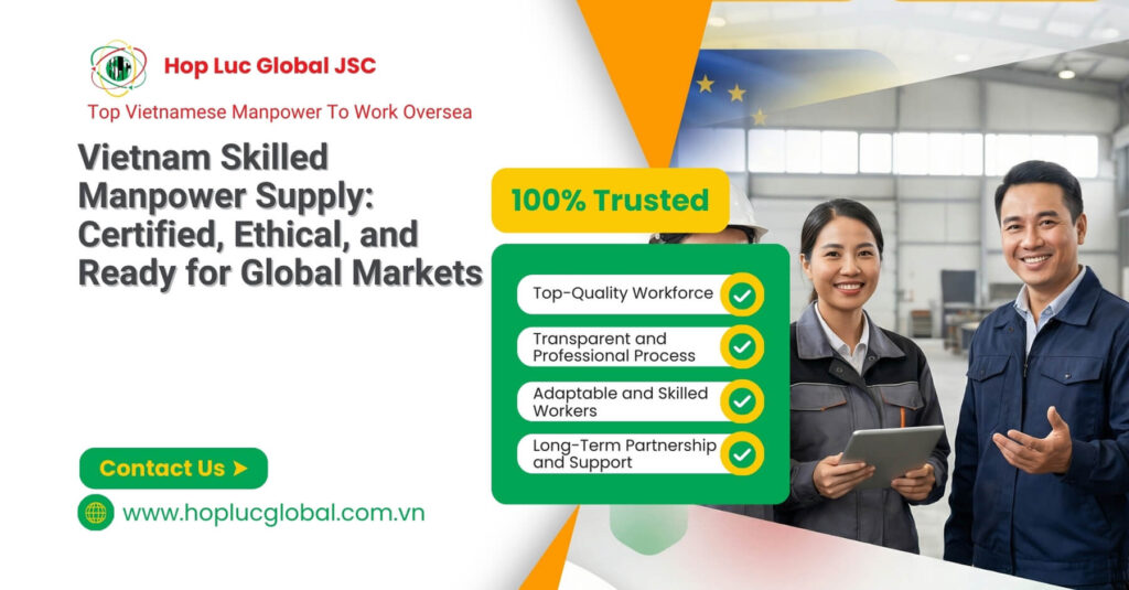 Factory workers with helmets – Vietnam skilled manpower supply in Europe