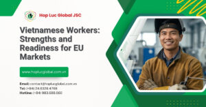 Vietnamese workers working in a European manufacturing factory in Germany