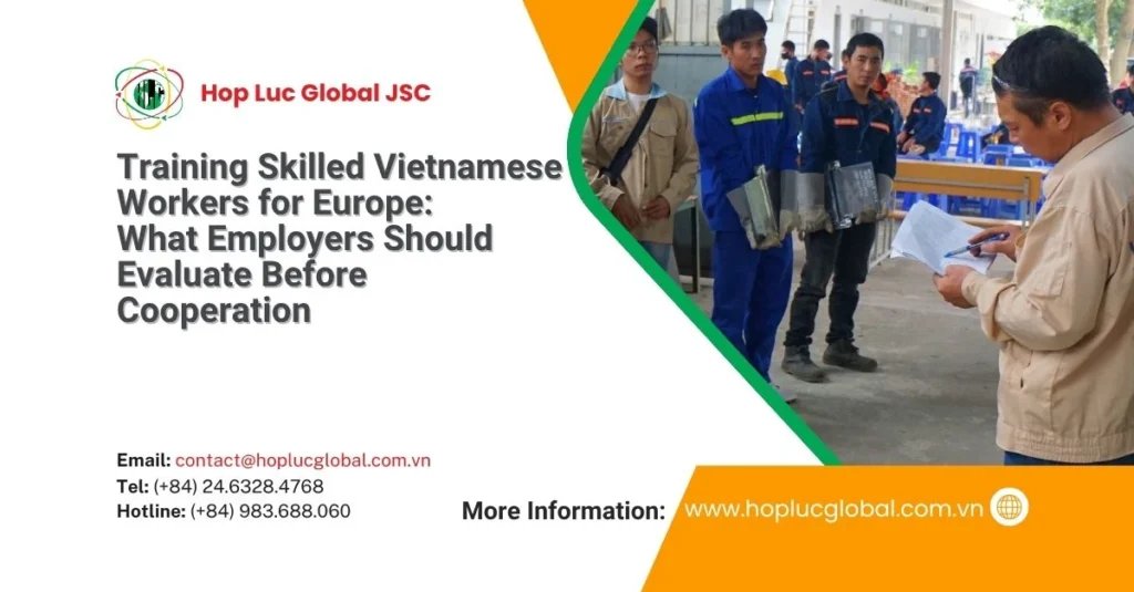 Skilled Vietnamese workers participating in role-based training for European employment