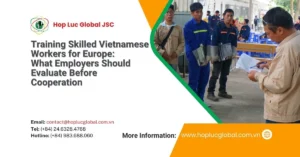 Skilled Vietnamese workers participating in role-based training for European employment